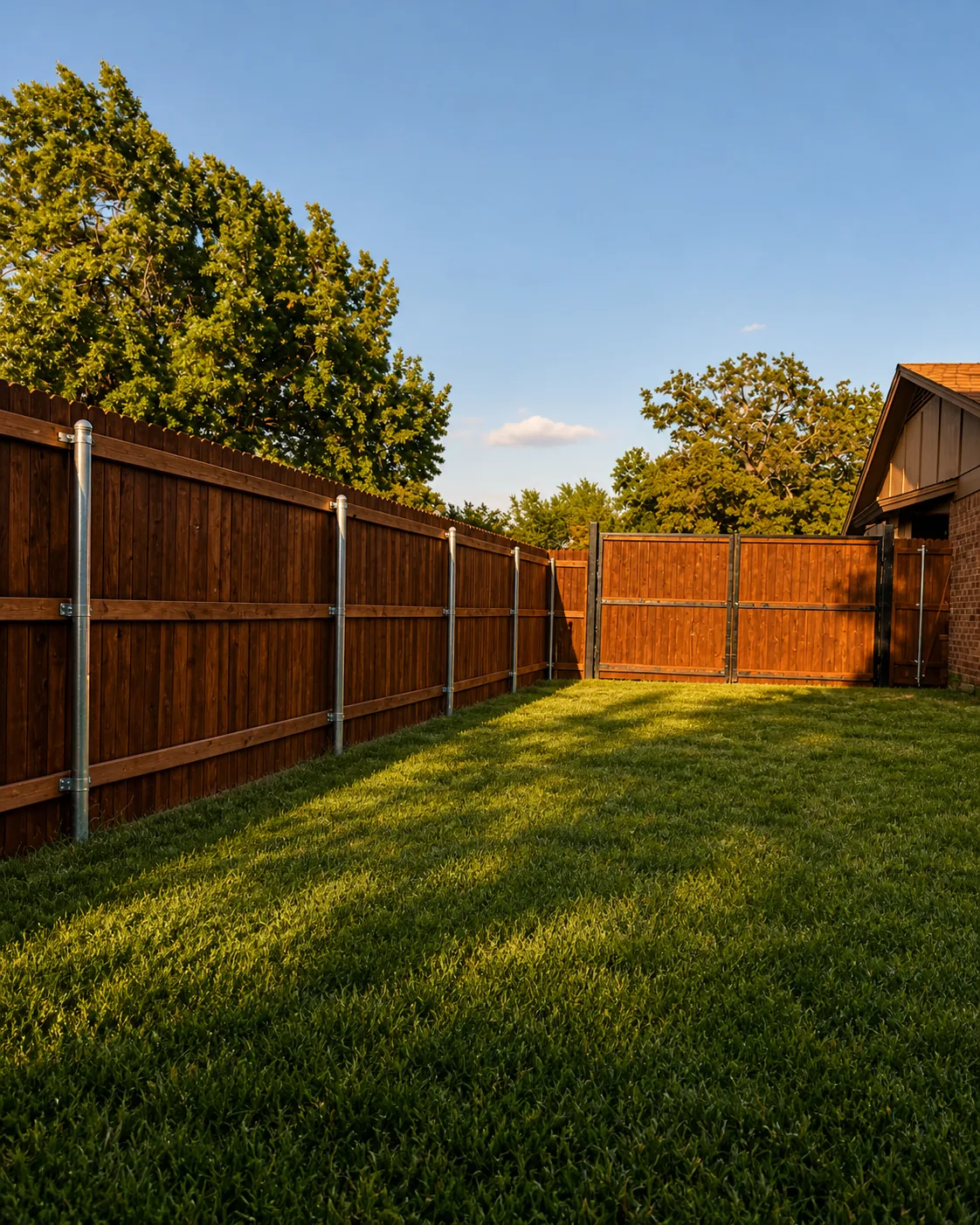 Cedar privacy fence — Arlington · 2024. Privacy fence + double walk-gate · 6 weeks